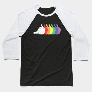 Cat butt licking rainbow Baseball T-Shirt